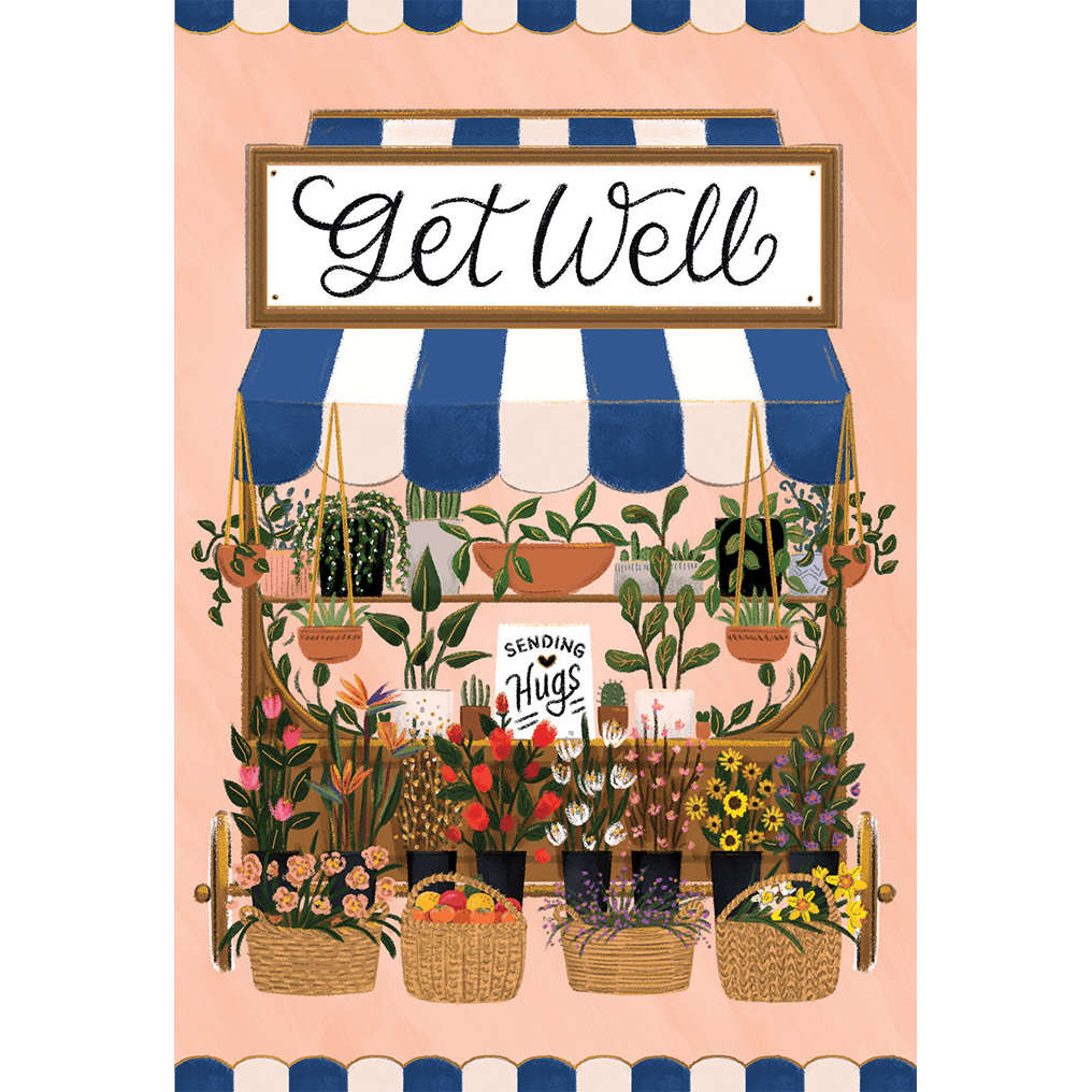 Get Well Florist card by Cardmore featuring colorful floral design and uplifting message for well wishes.